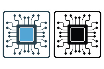 Electronic chip icon illustration. icon related to industry, technology. Solid icon style. Simple vector design editable