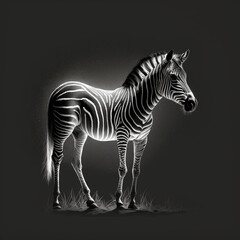 zebra on black background, Generative AI