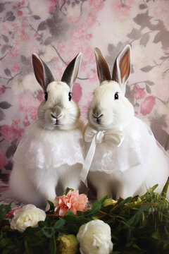 Couple of white rabbits