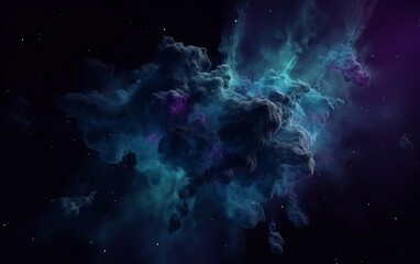 Obraz premium Colorful blue nebula in space. Generative AI technology.