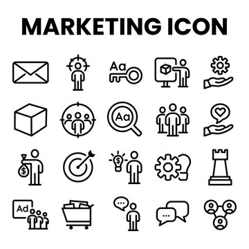 Illustration of marketing icon set. 48 x 48 pixel.