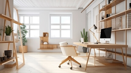 Fototapeta na wymiar Modern office interior design . Contemporary workspace for creative business. Generative AI
