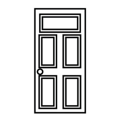 Outline closed and opened doors. Front view door vector.Hall with closed and open entrance doors. Entrance to a room or office. Background for ads