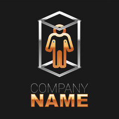 Line 3d modeling icon isolated on black background. Augmented reality or virtual reality. Colorful outline concept. Vector