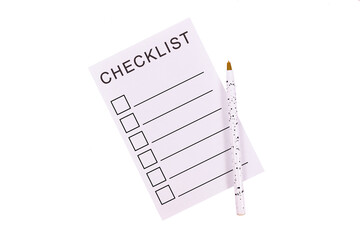White empty checklist with pencil on transparent background