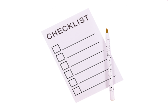 White empty checklist with pencil on transparent background