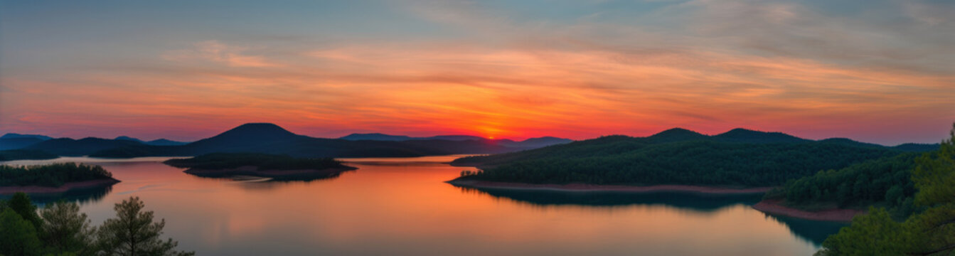 Ozarks Lake Sunset created with Generative AI Technology, ai, generative
