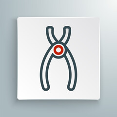 Line Dental pliers icon isolated on white background. Dental equipment. Colorful outline concept. Vector