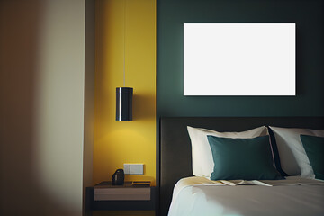 Interior of a modern hotel bedroom. mockup. AI Generative