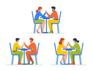 Business People Engaged In An Arm-wrestling Match, Displaying Strength, Competition or Determination Vector Illustration