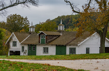 Historic Valley Forge Barn on a Cloudy Autumn Day, Pennsylvania USA, Valley Forge, Pennsylvania