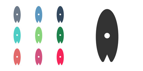 Black Surfboard icon isolated on white background. Surfing board. Extreme sport. Sport equipment. Set icons colorful. Vector