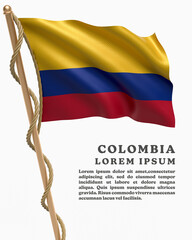 White Backround Flag Of  COLOMBIA