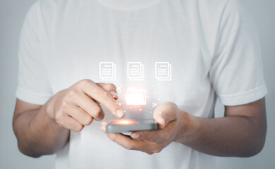 Document Management System (DMS), online documentation database and process automation to efficiently manage files, knowledge and documentation in enterprise with ERP. Corporate business technology..