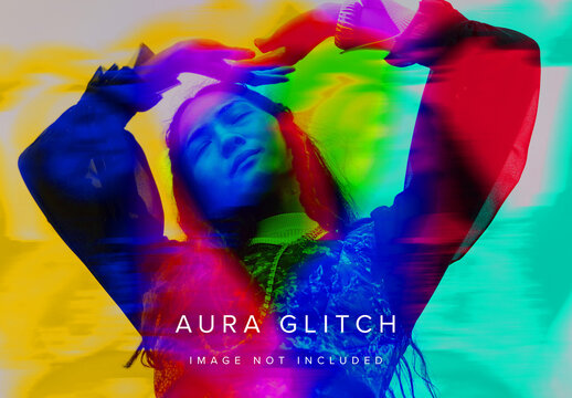 Aura Glitch Image Effect Mockup