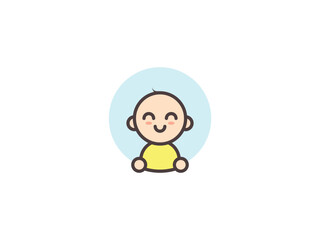 Cartoon little boy infant | Cute baby boss | Logo Icon | Vector cartoon illustration | Cloud | Blue Yellow
