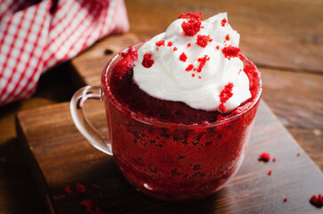 Red Velvet Mug Cake, Homemade Cake Cooked in Microwave