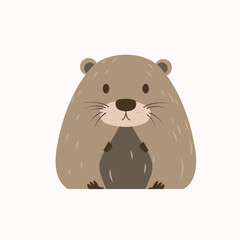 Simple vector grey baby beaver. Nursery animal. Scandinavian style. Forest friends. Isolated on a white background