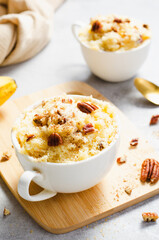 Banana Mug Cake, Homemade Cake Cooked in the Microwave