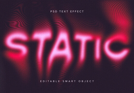 Warped TV Static Text Effect Mockup