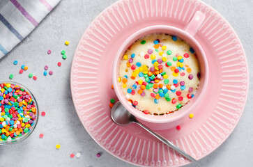Funfetti Mug Cake, Homemade Cake Cooked in the Microwave