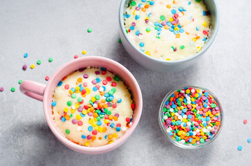 Funfetti Mug Cake, Homemade Cake Cooked in the Microwave