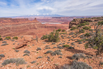hiking the dead horse trail in dead horse point state park in utah, usa