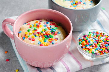 Funfetti Mug Cake, Homemade Cake Cooked in the Microwave