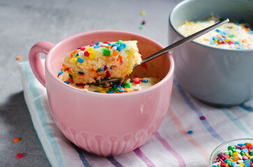Funfetti Mug Cake, Homemade Cake Cooked in the Microwave