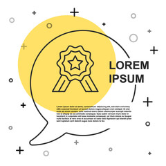 Black line Five stars customer product rating review icon isolated on white background. Favorite, best rating, award symbol. Random dynamic shapes. Vector