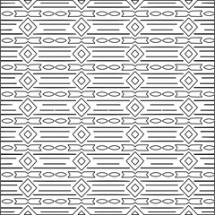  Stylish texture with figures from lines.Abstract geometric black and white pattern for web page, textures, card, poster, fabric, textile. Monochrome graphic repeating design.