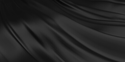 Abstract Black Cloth Background. Silky Fabric Beautiful Folds