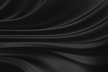 Abstract Black Cloth Background. Silky Fabric Beautiful Folds