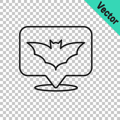 Black line Flying bat icon isolated on transparent background. Happy Halloween party. Vector
