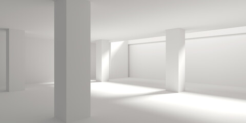 White empty architecture interior. Modern building design