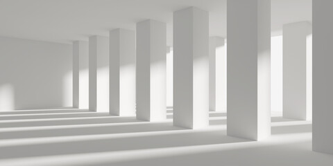 White empty architecture interior. Modern building design