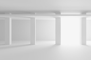White empty architecture interior. Modern building design