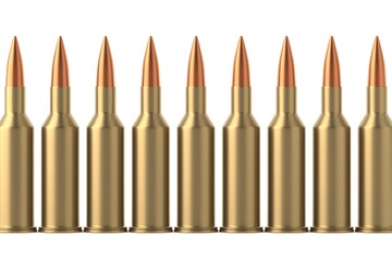 Rifle bullets ammunition background. Military technology banner