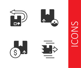 Set Carton cardboard box, Return, and icon. Vector