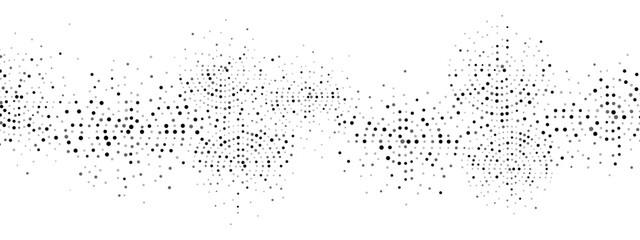 Fototapeta premium Abstract halftone background frame of geometric shapes. Circular ornament. Pattern of dots, particles, molecules, fragments. Poster for technology, medicine, presentations, business. Vector 