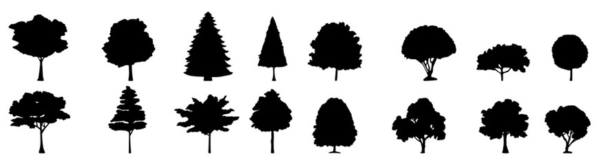set of silhouettes of trees. eps 10