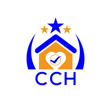 CCH House logo. KJG Letter logo and icon. Blue vector image on white background. KJG house Monogram home logo picture design and best business icon. 
