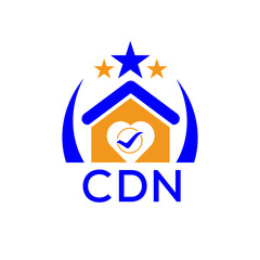 CDN House logo. KJG Letter logo and icon. Blue vector image on white background. KJG house Monogram home logo picture design and best business icon. 
 - obrazy, fototapety, plakaty