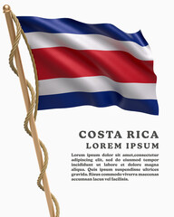 White Backround Flag Of  COSTA RICA