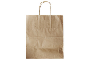 paper bag with a handle, Eco friendly recycling paper tableware isolated on white or transparent background, cut out