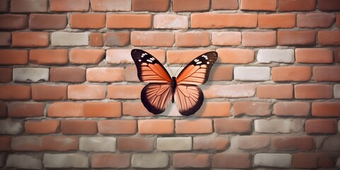 "Vibrant Flutter on an Orange Pastel Wall" / Background Design / Generative AI Artwork