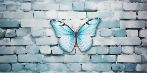 Fotobehang  "Serene Flight on a Pastel Wall" / Background Design / AI Generated Artwork  © Christophe