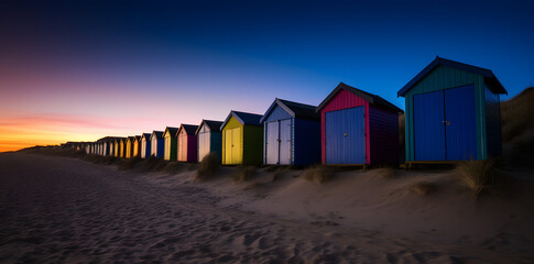 Naklejka premium Beach Huts on the Sand Dunes