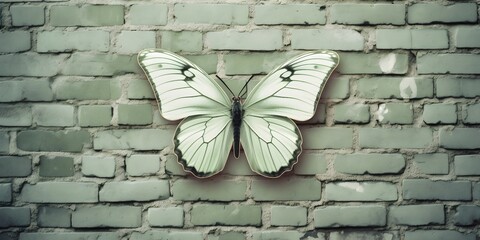 "Graceful Flutter on a Pastel Green Wall" / Background Design / Generative AI Artwork