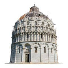  Cutout of an isolated The Pisa Baptistery of St. John is a Roman Catholic ecclesiastical building in Pisa, Italy with the transparent png - obrazy, fototapety, plakaty
